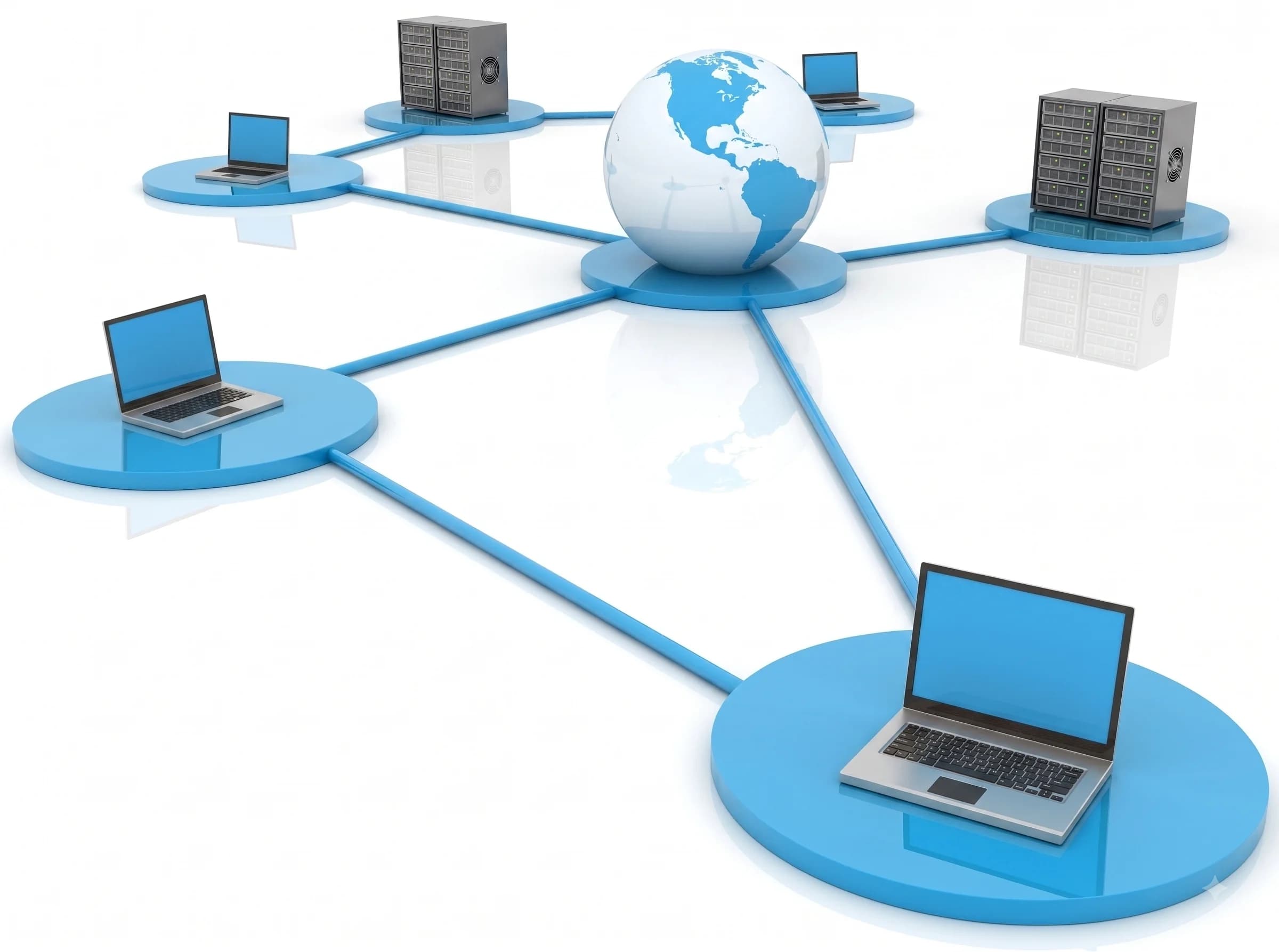 Diagram of connected devices across a network